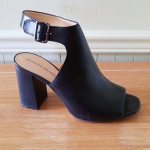 Sling back, peep toe pumps